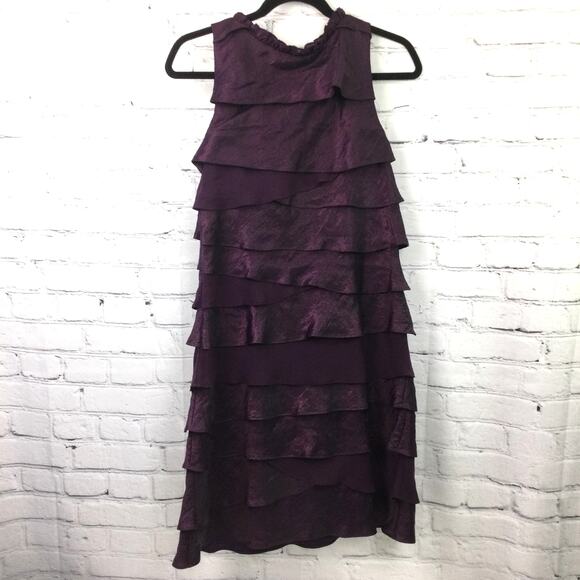 S.L. Fashions Women's Beaded Neck Tiered Feminine Flounce Holiday Party Dress 12 - Picture 3 of 12